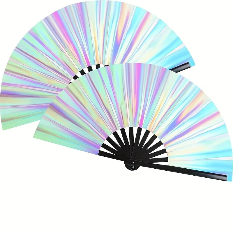 Rave Fan Festival Fan Hand Fans Foldable Kung Fu Fan Large Phantom Clack Fan Folding Fans Craft Hand Fans for Party Line Dance