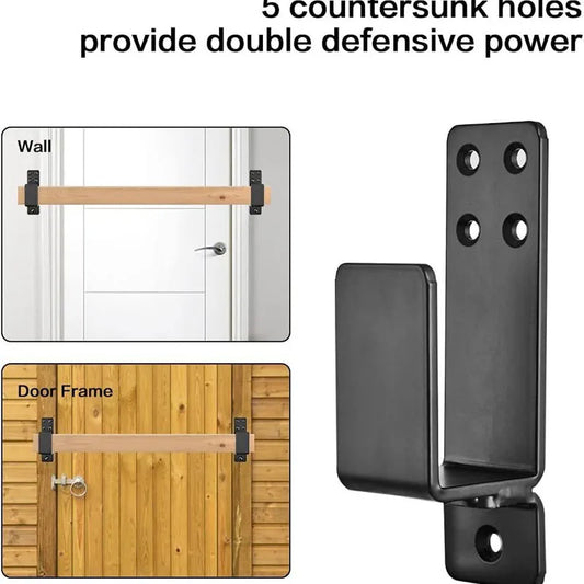 1 Pair Door Barricade Brackets, Door Metal Bar Bracket for 2X4 Lumber Door Brace Security Bar