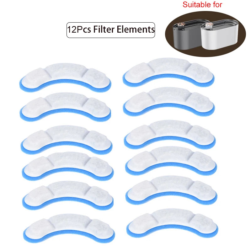 6/12pc Cat Water Fountain Replaced Filter Elements Activated Carbon Replacement Filters for Pet Fountain Feeders Accessories