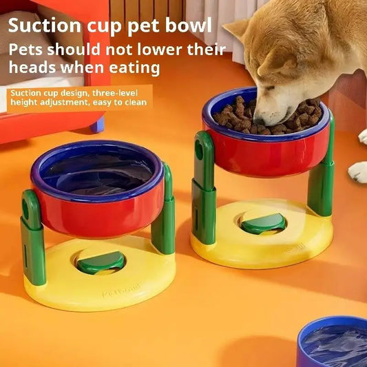 Pet Feeder Slow Feed Bowls Double Bowls Foldable with 3 Adjustable Height Suitable for Pets of Different Heights Water Feeding