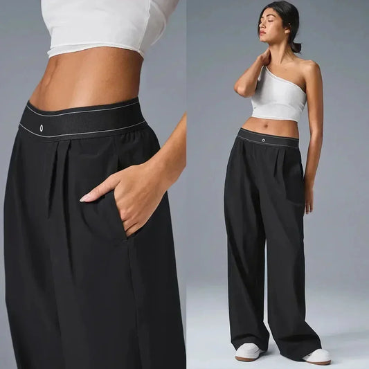 Yoga Sports Pants for Women Outdoor Casual Classic Style High Waisted Straight Wide Pants Comfortable and Loose Wide Leg Pants