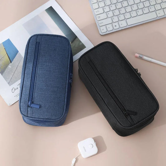 Pencil Case Black School Supplies Pencil Case Girls Estuche Escolar Solid Color Large Capacity Cute Stationery Pencil Pouch