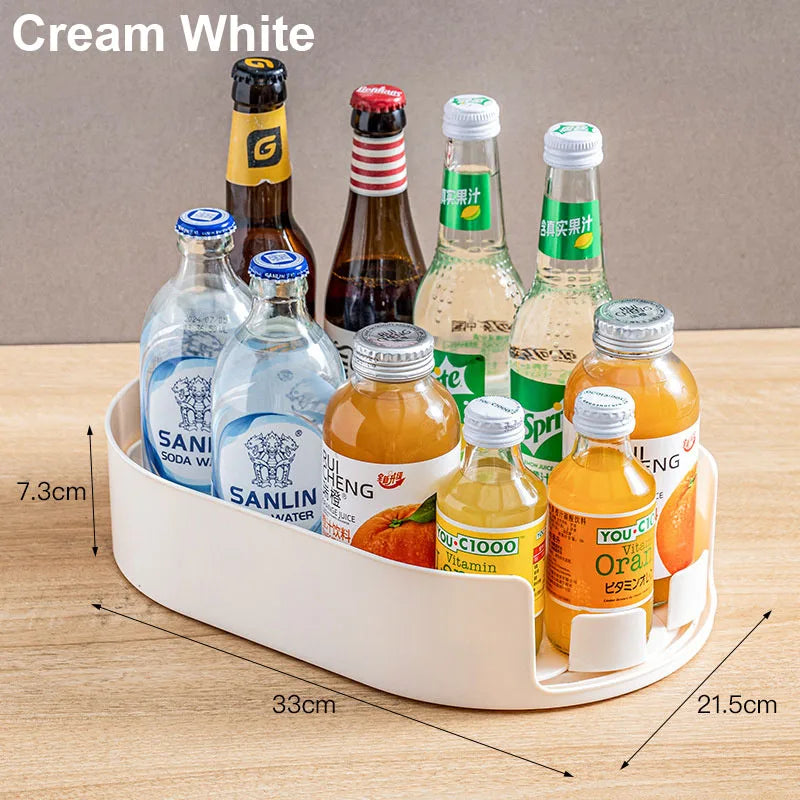 360° Turntable Refrigerator Organizer and Storage Tray for Fridge Rectangular Fridge Organizer Beverage Cans Bins Spice Rack