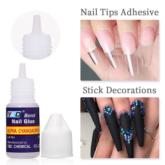 1 Bottle Fast Drying Nail Glue for False Nails 3D Rhinestone Decoration Professional Glue for Extension Manicure Adhesive Tools