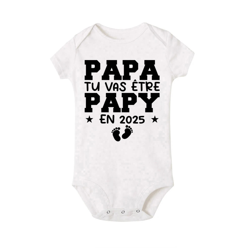 Dad You Will Become A Dad in 2025 Print Infant Rompers Casual Pregnancy Announcement Jumpsuit Short Sleeve Fashion Babys Clothes