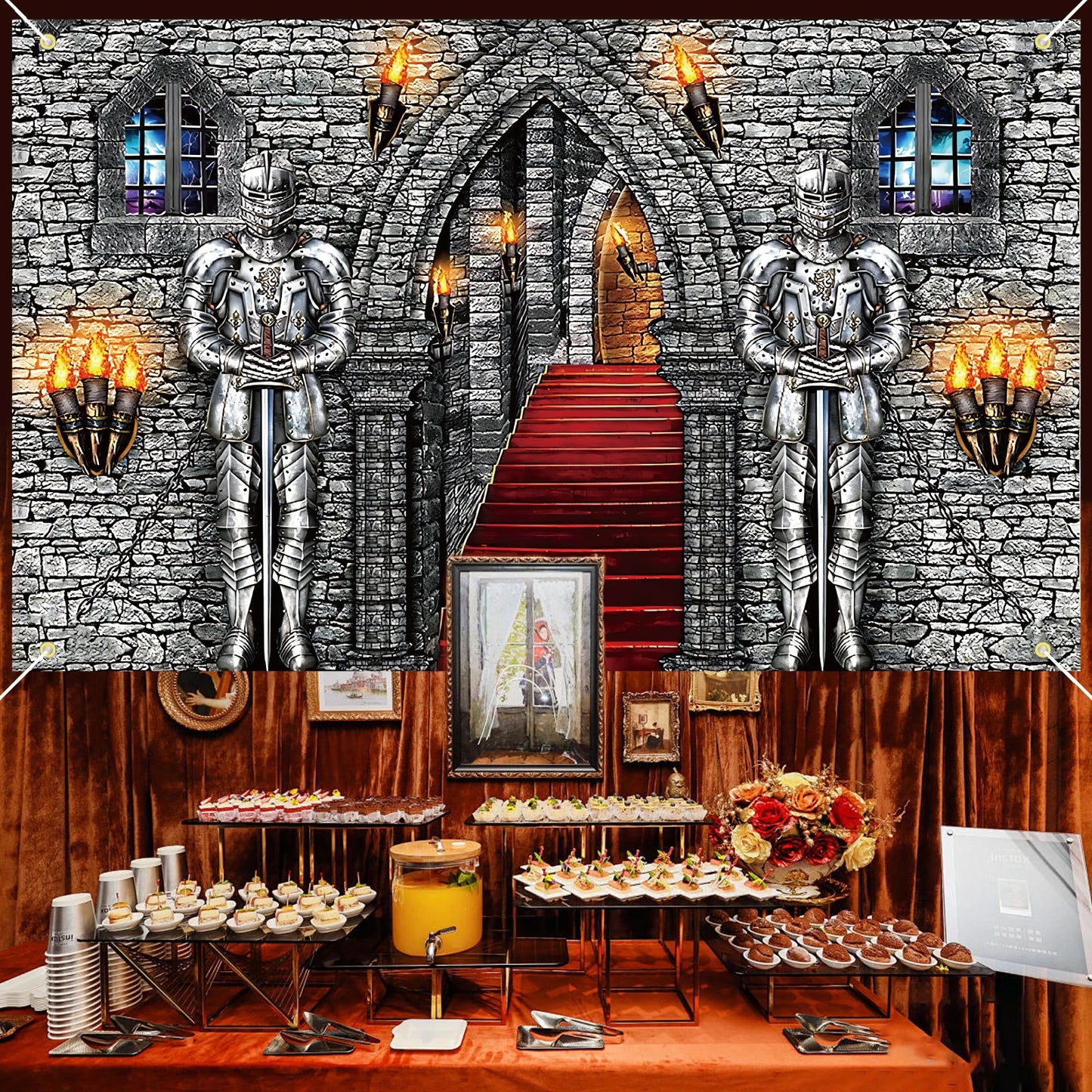 Medieval Party Banner Medieval Castle Backdrop Medieval Castle Backdrop Medieval Party Decorations Medieval Themed Party
