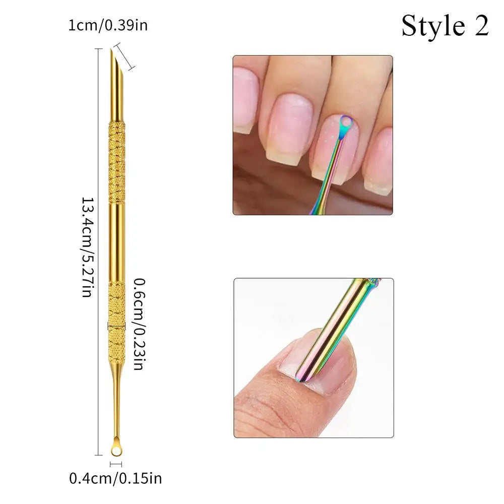 Pedicure Tool Double-Headed Nail Cuticle Pusher Polish Scraper Hook Type Dead Skin Remover Nail Care Stainless Steel