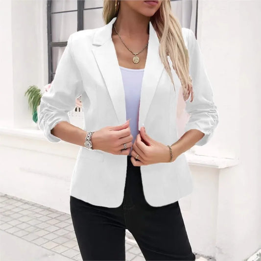 New Office Lady Suits Jacket Tops Formal Women's Seven Quarter Sleeved Suit Coats Casual Black Workwear Blazer Femme Clothing