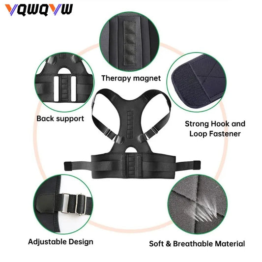 1Pcs Posture Corrector Magnetic Therapy Clavicle Back Straightener Shoulder Support Brace Lumbar Belt Correction,Back Support