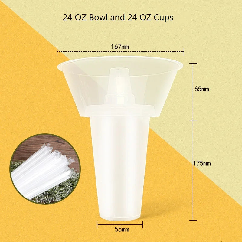 36 Set Disposable Snack Bowl and Drink Cup Set in One for Your Party Takeaway Container for Drink Beverage Transparent Protest