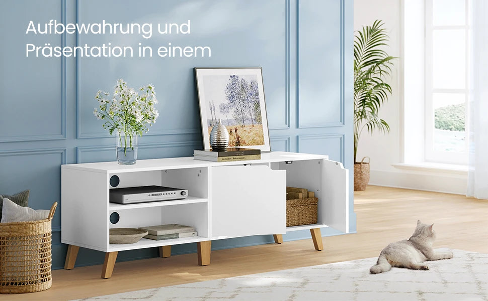 VASAGLE Low board TV wardrobe, Long 140cm, for television up to 65 inches