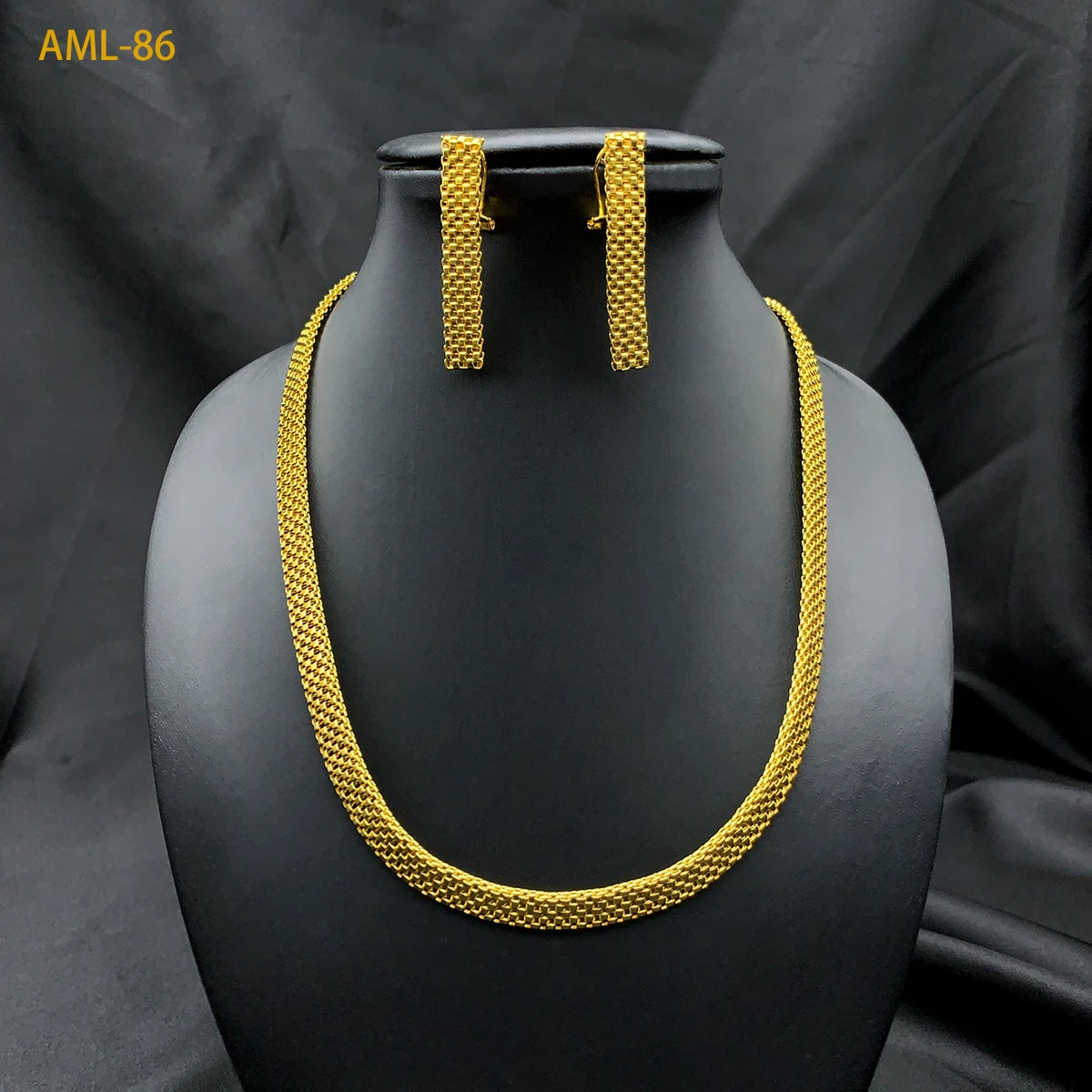 Fashion Women Jewelry Set for Accessories 24k Gold Color Round Necklace and Earrings Set for Engagement Party Dubai Wedding