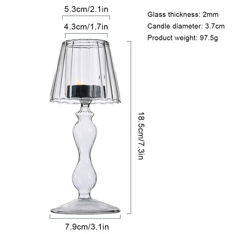 Glass Tealight Candle Decorative Lamp Stand Household Desktop Decorative Candlestick Pillar Candle Wedding Modeling