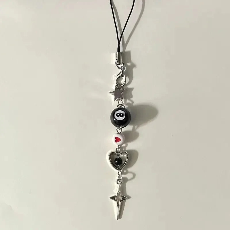Star & Love Mobile Phone Chain, Sweet Cool Dark Mobile Phone Chain, Cute Mobile Phone Charm, Keychain Pendant