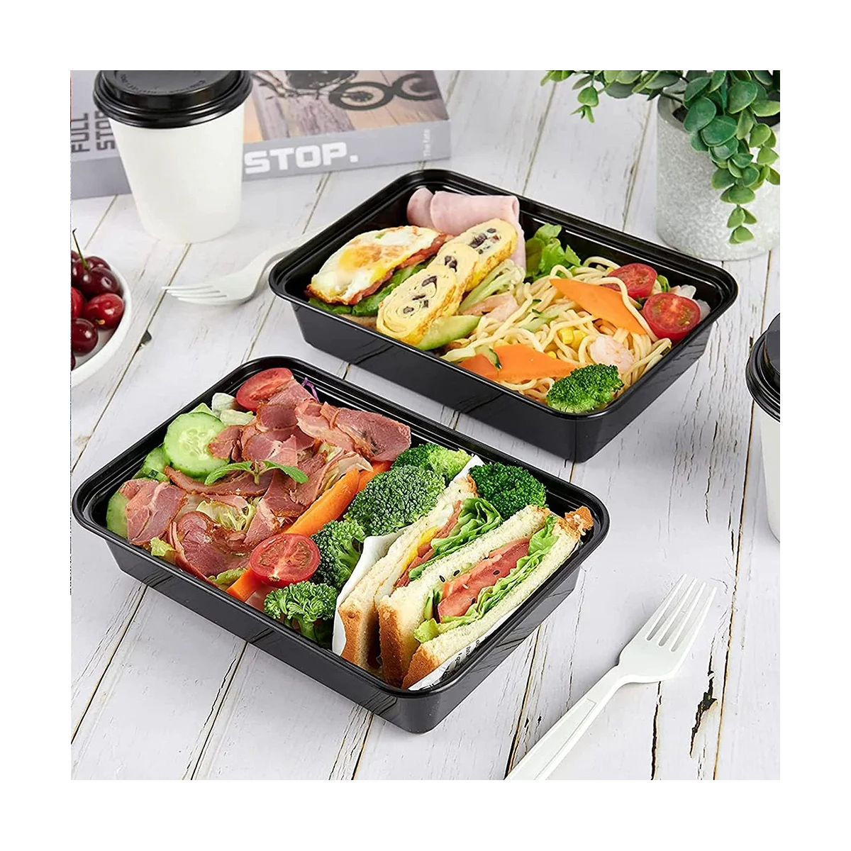50-Pack Meal Prep Containers Reusable To-Go Food Containers Plastic Bento Boxes Food Storage Lunch Box