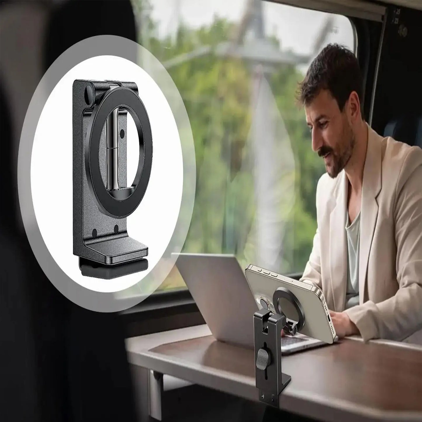 Magnetic Phone Mount Car Phone Holder Mount For Backseat Foldable Smartphones Stand For Calling Navigation GPS Video Recording