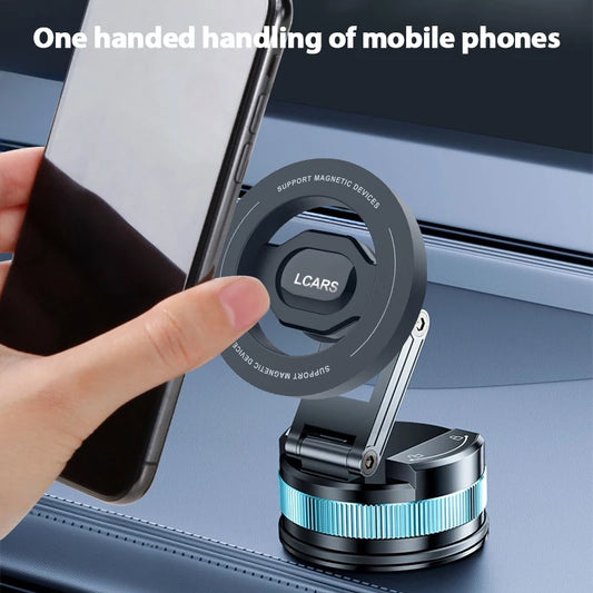 Rotating Car Mount Holder Adjustable Magnetic Phone Stand Strong Suction Cup Telescopic Foldable Universal Stable Car Interior