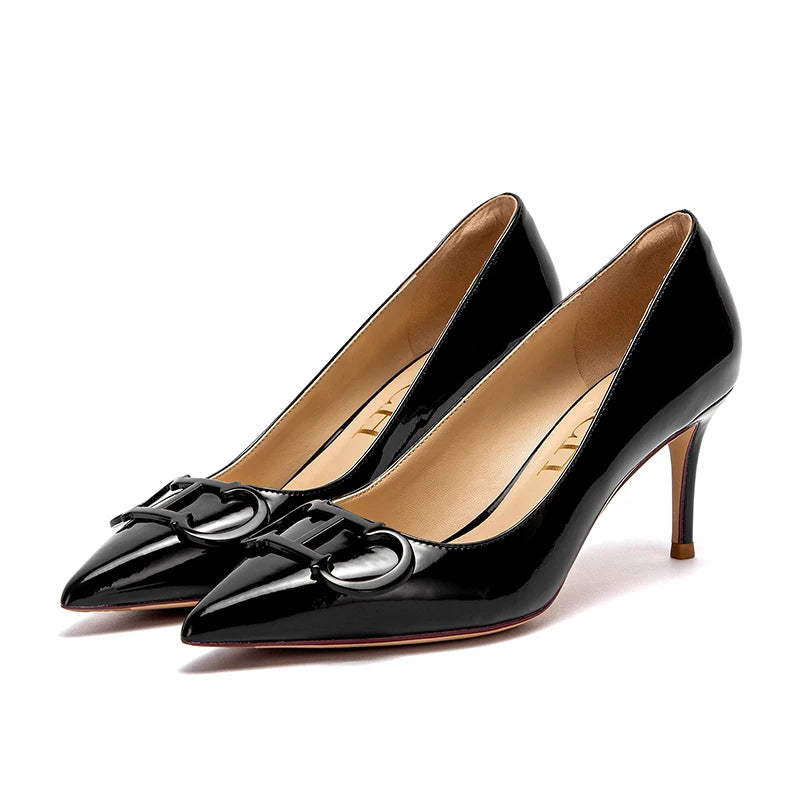 CHCH Women's High Heels New Lacquer Leather Women's Business Wedding Shoes 7cm
