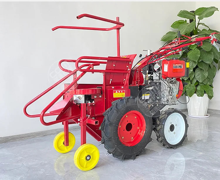 Fully automatic corn single-row harvester, household small hand-held corn harvester with corn stalks