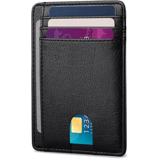 Slim Minimalist Front Pocket RFID Blocking Leather Wallets for Men and Women