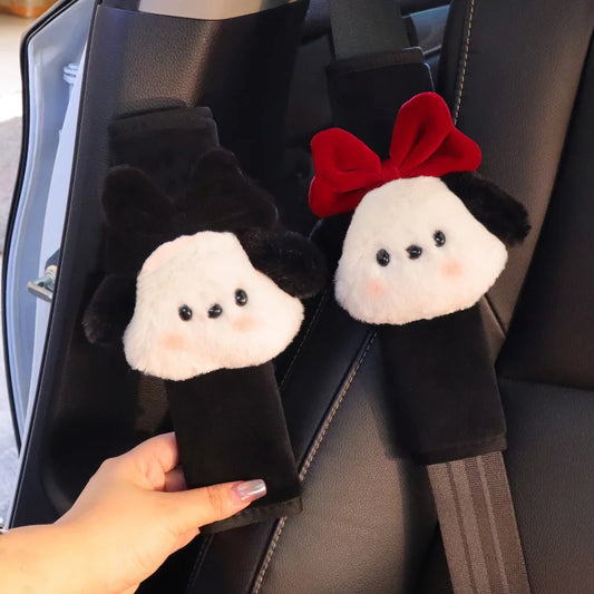1pc Cute Cartoon Bow Dog Car Seatbelt Cover Seat Belt Harness Cushion Auto Shoulder Strap Protector Pad for Children Women