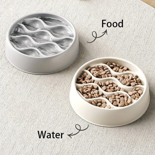 Pet Slow Feeding Bowl, Wavy Column Design, Dual-Purpose for Food & Water, Easy to Clean, for Cats & Dogs
