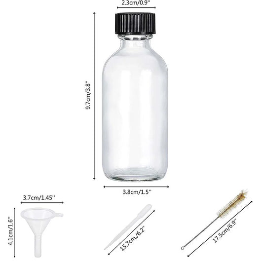 2oz Small Clear Glass Bottles with Lids for Liquids, Tiny Short Jars with Caps Mini Glass Juice Bottles for Potion, Ginger Shots