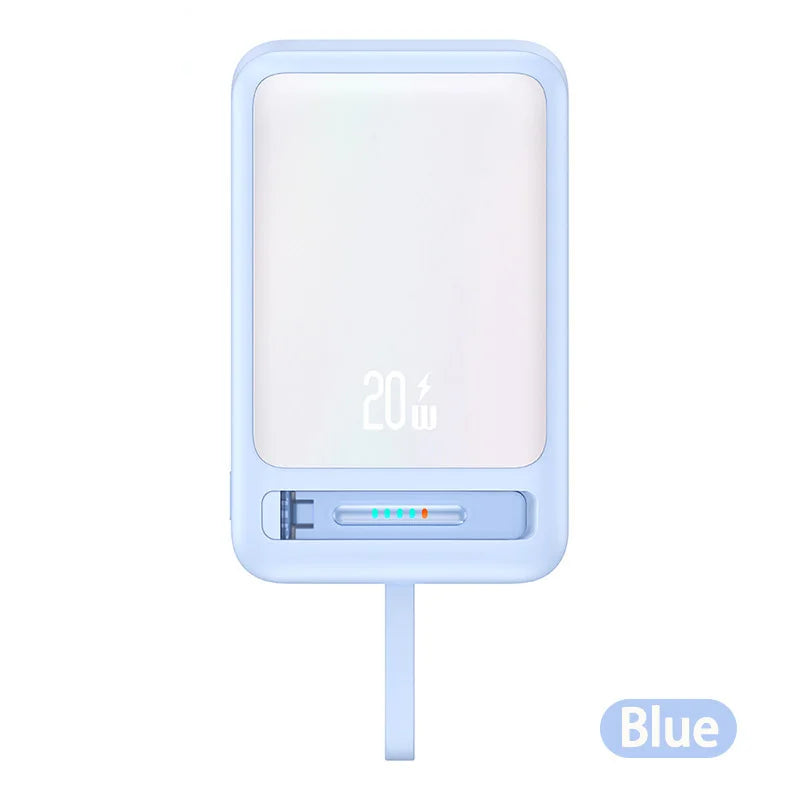 Power Bank with Data Cable Magnetic Power Bank For iPhone 15 Mobile Phone Wireless Fast Charging PD20W With Holder Power Bank