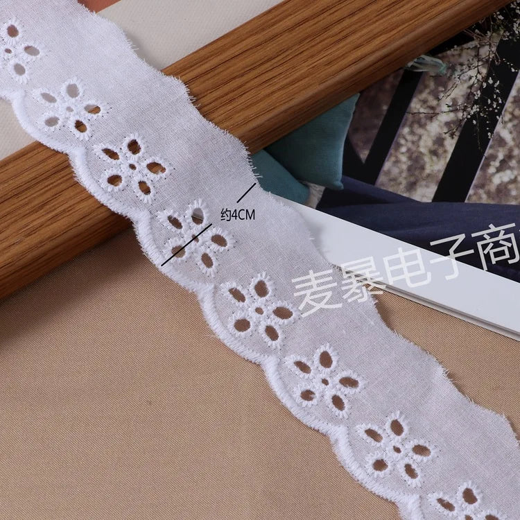 Beige White Floral Embroidery Cotton Lace Ribbon DIY Apparel Sewing & Fabric Handmade Crafts Material Lace Tape