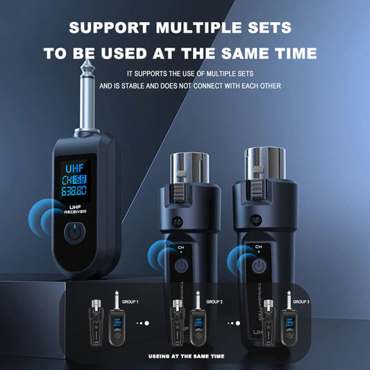 Wireless Microphone Transmitter Receiver System UHF XLR Adapter System for Dynamic Microphone Guitar Audio Mixer PA System