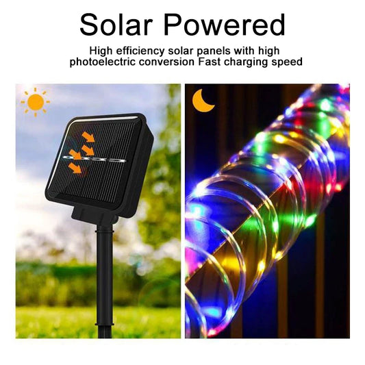 Solar Light String Tube Light Outdoor Atmosphere Light Small Color Light String Light Waterproof LED Courtyard