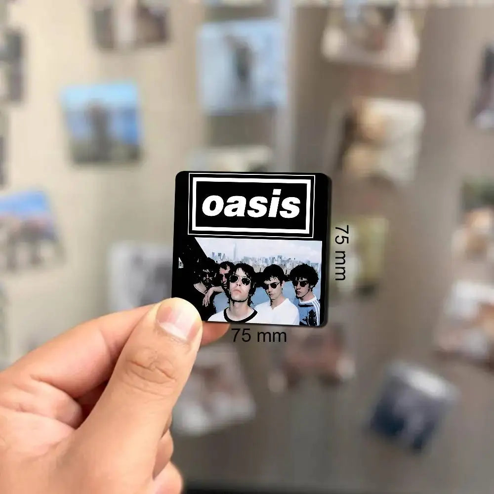 Rock O-Oasis Band Fridge Magnet Photo Personalized For Office Family Kitchen Refrigerator Friends Gift Holiday Decor