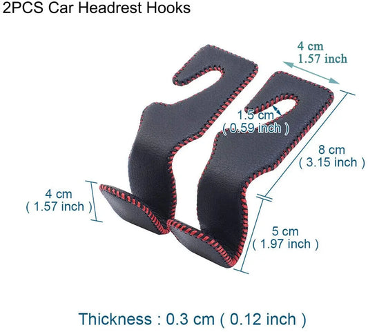 2PCS Car Headrest Hooks Universal Back Seat Hanger Headrest Holder Hooks Leather Car Seat hooks Automobile Interior Accessories