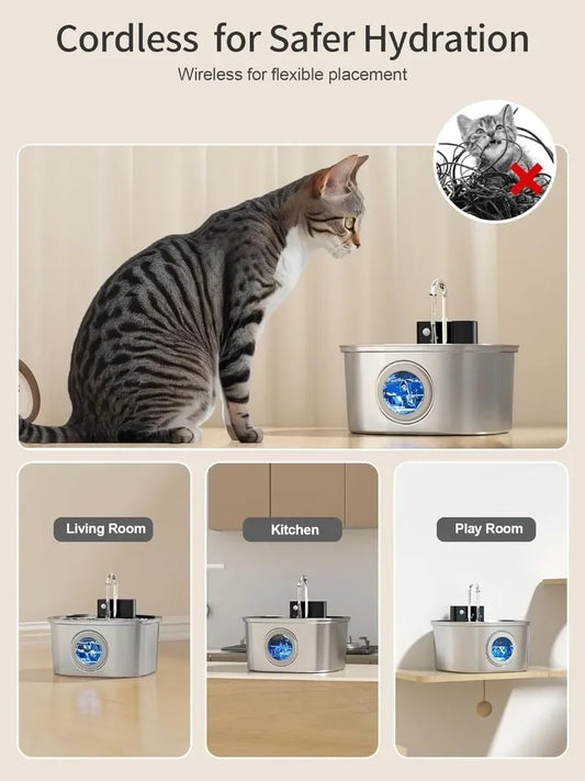 3.2L Wireless Cat Water Fountain 4000mAh Battery Auto Sensor Drinking Fountain For Cats Dog Pet Water Dispenser Accessories