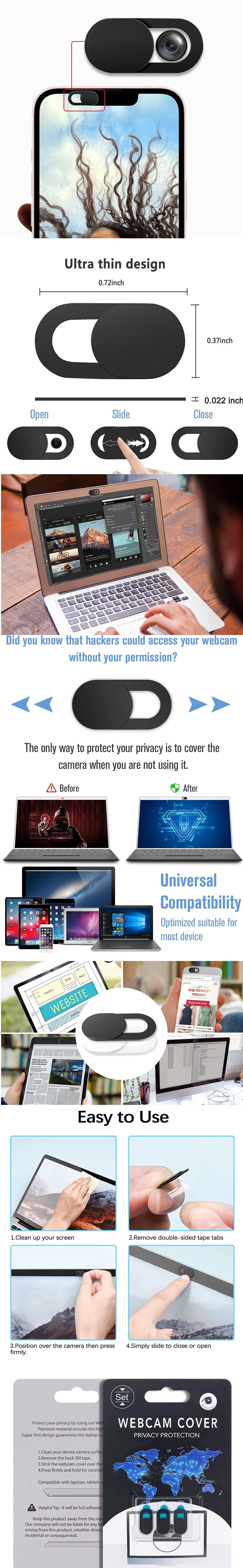 KCNKON Laptop Camera Cover Slide Webcam Blocker , for iPhone, iPad, MacBook Pro Ultra Thin Camera Privacy Protector