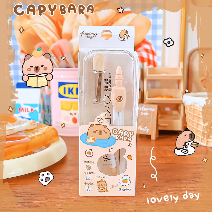 school caliper School supplies Study geometria school compass drawing tool cute capybara professional compass children