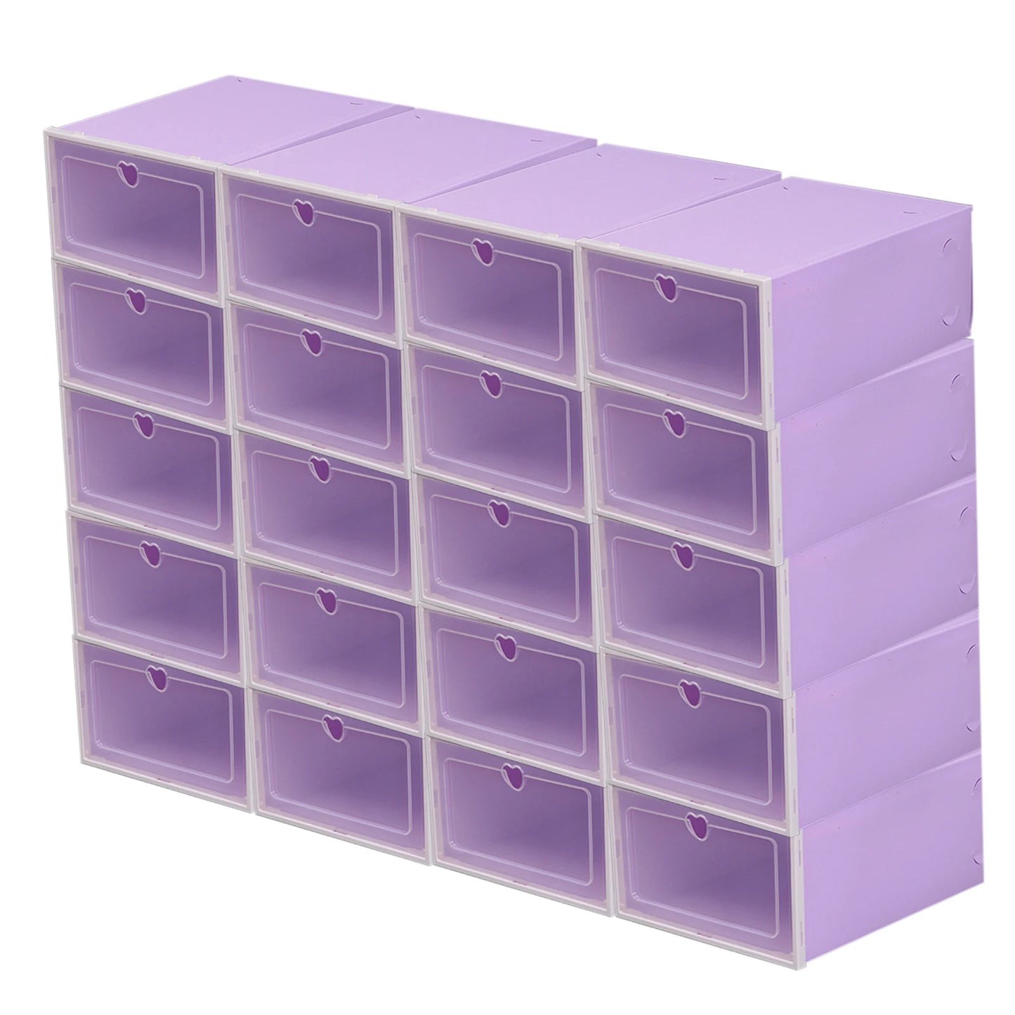 20Pcs Foldable Shoe Storage Boxes with Lids Transparent Stackable Containers Drawer Style PP Plastic Shoe Organizers