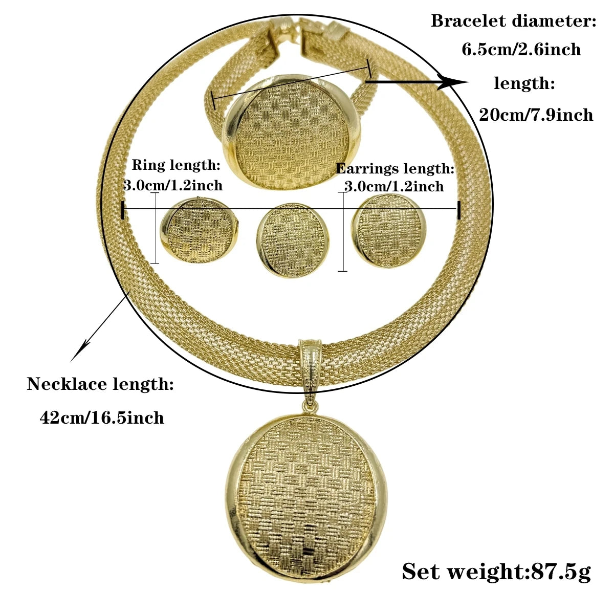 Indian Jewelry Fashion Jewelry Sets Round Pendant Necklace for Women Bracelet Bridal Wedding Accessories Earrings Ring