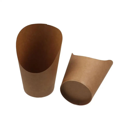 50pcs Popcorn Boxes Disposable Kraft Paper Slant Cup Water Proof Thickened French Fries Cup Oil-proof Snack Cups Sundae