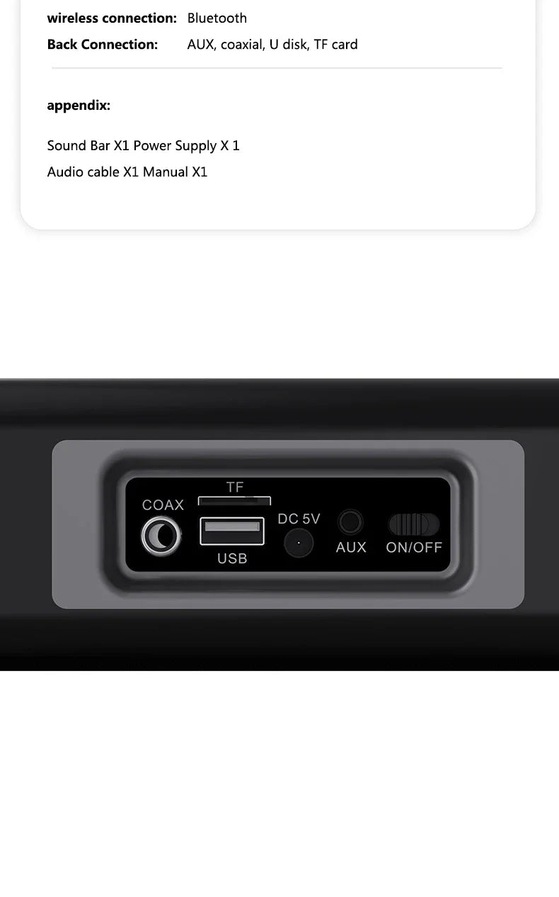 6D surround sound home theater speaker system mobile phone bass wireless Bluetooth speaker long TV soundbar speaker TF/AUX/USB