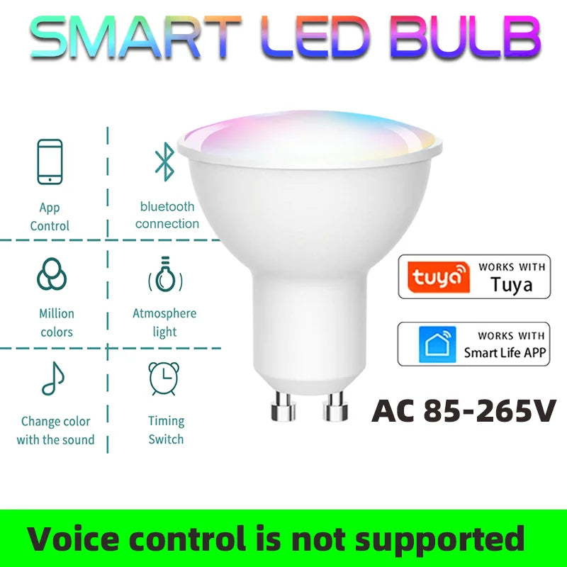 Tuya Bluetooth Smart Light Bulb LED RGBCW E27 E14 GU10 Timed Group Control For Multiple Scene Modes Music Mode 9W 5W