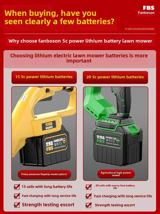 Electric lawn mower Small household lawn Lithium battery rechargeable mower High power lawn mower