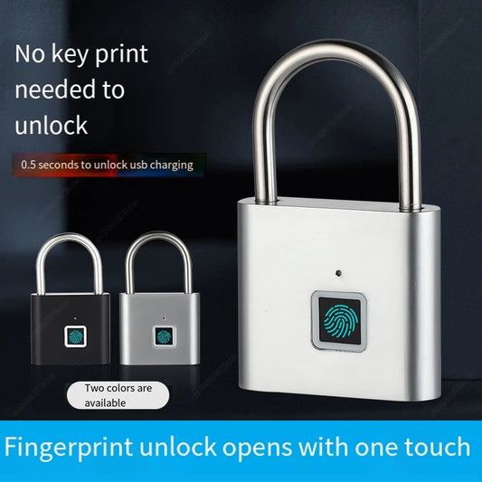 Fingerprint Padlock Locker Lock Smart Pad Lock Waterproof Small Portable Padlock with USB Charging for Locker Luggage Suitcas