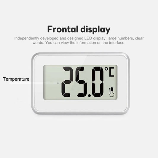 Digital Refrigerator Thermometer Waterproof Room Thermometer Fridge Alarm Thermometer Hygrometer with Hook Convertible