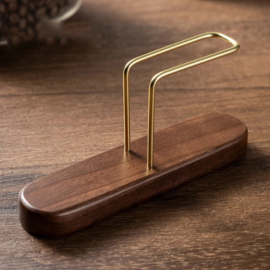 Coffee Filter Holder, Stand Coffee Paper Storage, Coffee Filter Container For V60 Paper Coffee Filters, Walnut & Brass