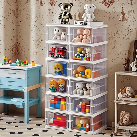 Transparent Shoes Box 6 Layers Shoe Display Case Thickened Foldable Sneaker Shoe Organizers Dustproof High-top Shoe Rack Shelf