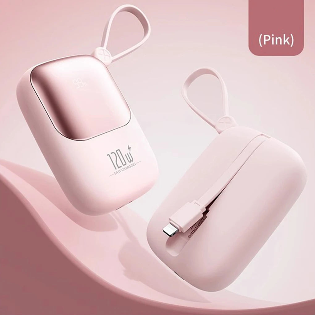 120W super fast charging power bank with cable 10000mAh large capacity portable mobile power Mini supply gift