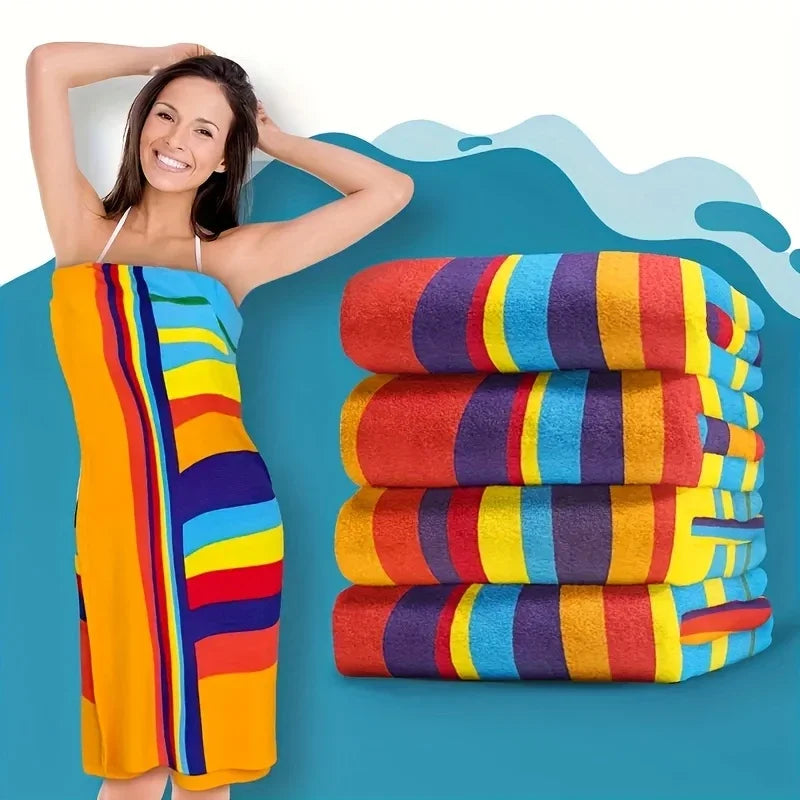 1PC Large-sized Rainbow Beach Towel Quick Drying Breathable Non Pilling Summer Beach Towel Suitable for Swimming Yoga Camping