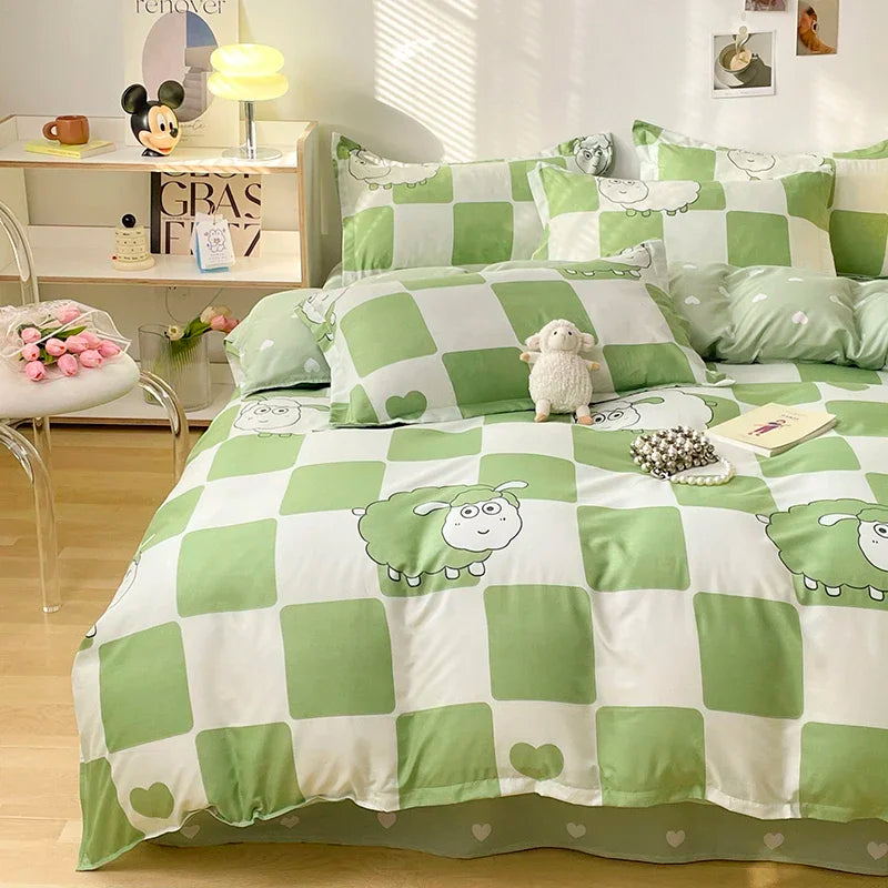 Bedding Set for Girl Boy Bedroom KIDS Modern Comforter Duvet Cover Flat Sheet Pillowcase Home Textile Soft Bed Linen