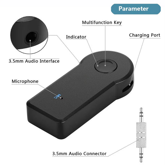 Bluetooth-compatible Car Adapter 3.5mm AUX Audio Stereo Music Home Wireless Receiver Microphone Receiver